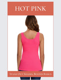 Hot Pink Cotton Ribbed Tank Tops for Women Scoop Neck Slim Fit
