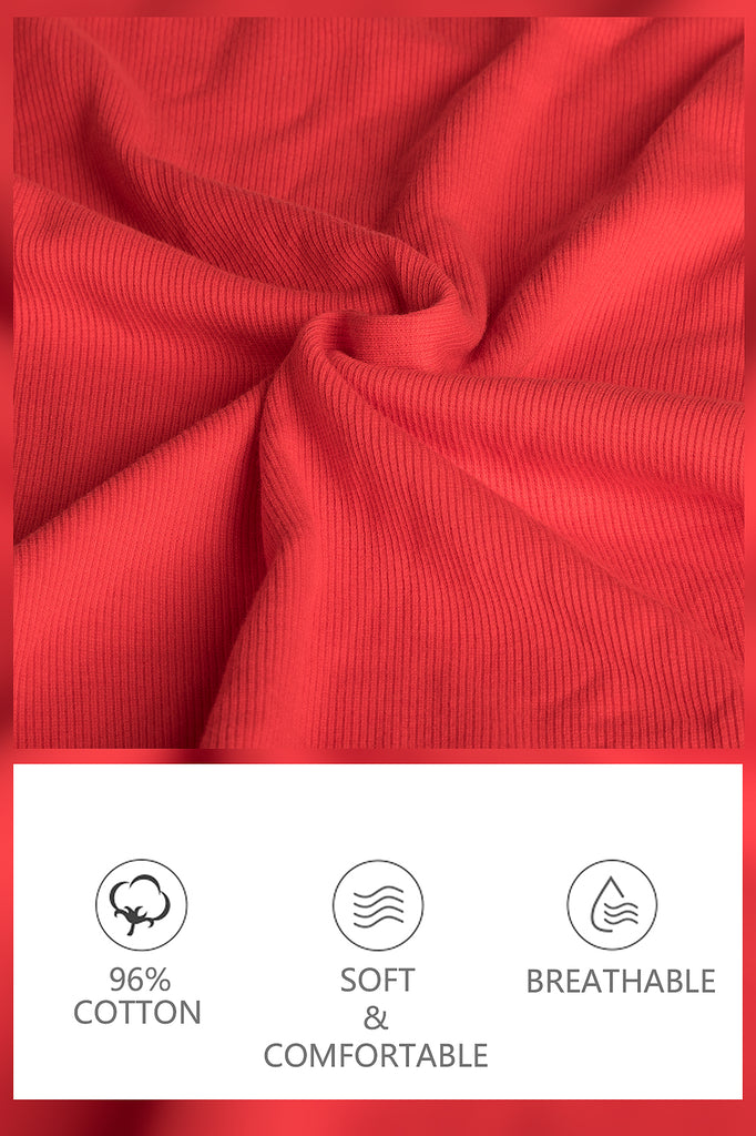 Red Cotton Ribbed Tank Tops for Women Scoop Neck Slim Fit