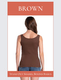 Brown Cotton Ribbed Tank Tops for Women Scoop Neck Slim Fit
