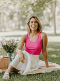 Hot Pink Cotton Ribbed Tank Tops for Women Scoop Neck Slim Fit