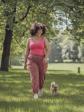 Hot Pink Cotton Ribbed Tank Tops for Women Scoop Neck Slim Fit