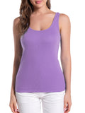 Lavender Cotton Ribbed Tank Tops for Women Scoop Neck Slim Fit Light Purple