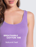 Lavender Cotton Ribbed Tank Tops for Women Scoop Neck Slim Fit Light Purple