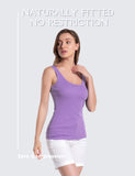 Lavender Cotton Ribbed Tank Tops for Women Scoop Neck Slim Fit Light Purple