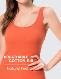 Orange Cotton Ribbed Tank Tops for Women Scoop Neck Slim Fit
