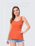Orange Cotton Ribbed Tank Tops for Women Scoop Neck Slim Fit