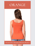 Orange Cotton Ribbed Tank Tops for Women Scoop Neck Slim Fit