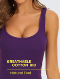 Purple Cotton Ribbed Tank Tops for Women Scoop Neck Slim Fit