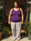 Purple Cotton Ribbed Tank Tops for Women Scoop Neck Slim Fit