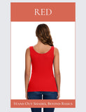Red Cotton Ribbed Tank Tops for Women Scoop Neck Slim Fit