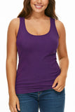 Purple Cotton Ribbed Tank Tops for Women Scoop Neck Slim Fit