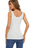 White Cotton Ribbed Tank Tops for Women Slim Fit Scoop Neck