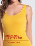 Yellow Cotton Ribbed Tank Tops for Women Scoop Neck Slim Fit