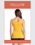 Yellow Cotton Ribbed Tank Tops for Women Scoop Neck Slim Fit